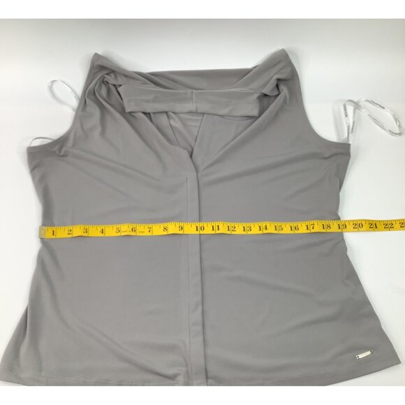 Calvin Klein Womens Gray Sleeveless V-Neck Top Large Office Old Money - Picture 7 of 8
